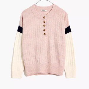 Madewell‎ Striped Bowden Henley Sweater in Coziest Yarn NWT